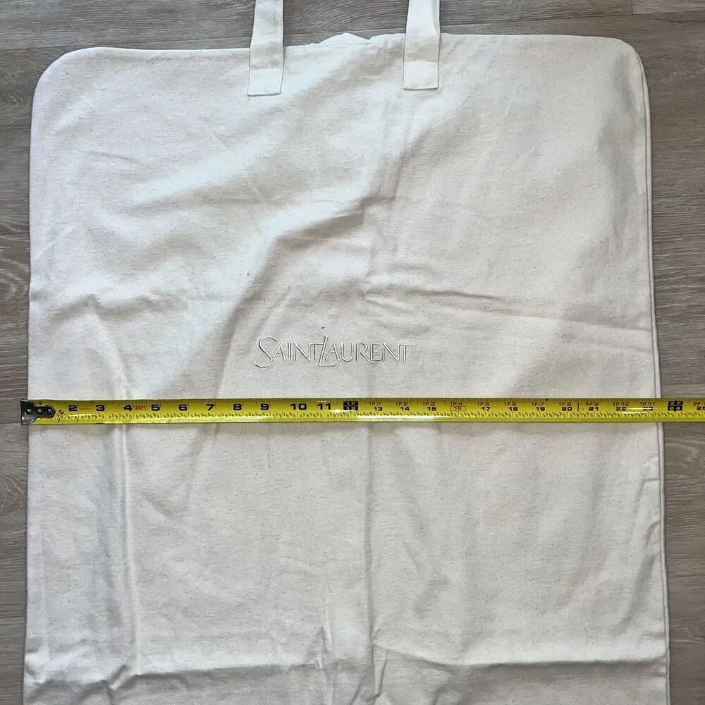 Saint Laurent Cream Flannel Garment Dust Bag Storage Travel Cotton 23